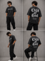 Men Oversized Grey Acid Wash T-Shirt | Drop Shoulder Graphic Printed T-Shirt for Men