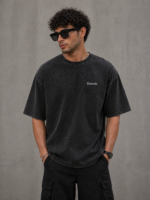 Men Oversized Grey Acid Wash T-Shirt | Drop Shoulder Graphic Printed T-Shirt for Men - Image 2