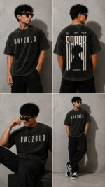 Men Oversized Acid Wash T-Shirt | Drop Shoulder Graphic Printed T-Shirt for Men | Streetwear Loose Fit Half Sleeve - Image 2