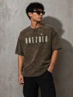 Men Oversized Acid Wash T-Shirt | Drop Shoulder Graphic Printed T-Shirt for Men | Streetwear Loose Fit Half Sleeve - Image 3